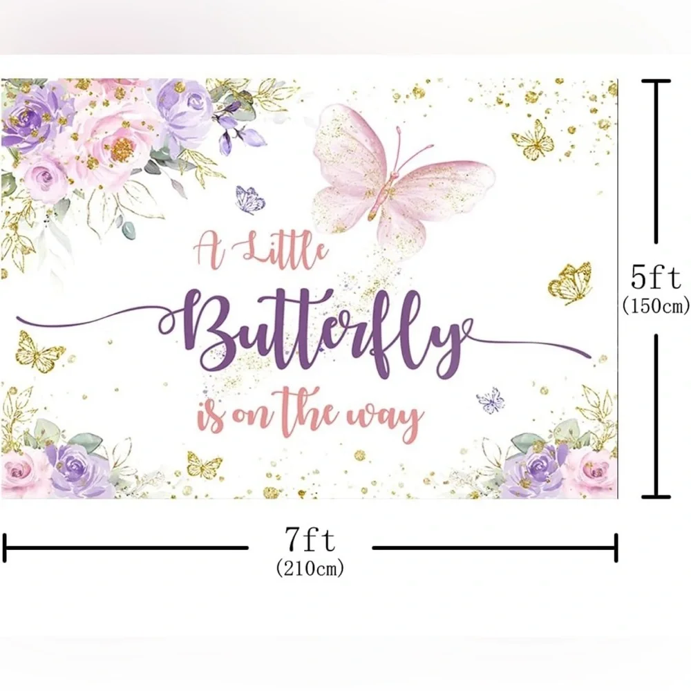 Butterfly Baby Shower Backdrop “A Little Butterfly is on The Way”